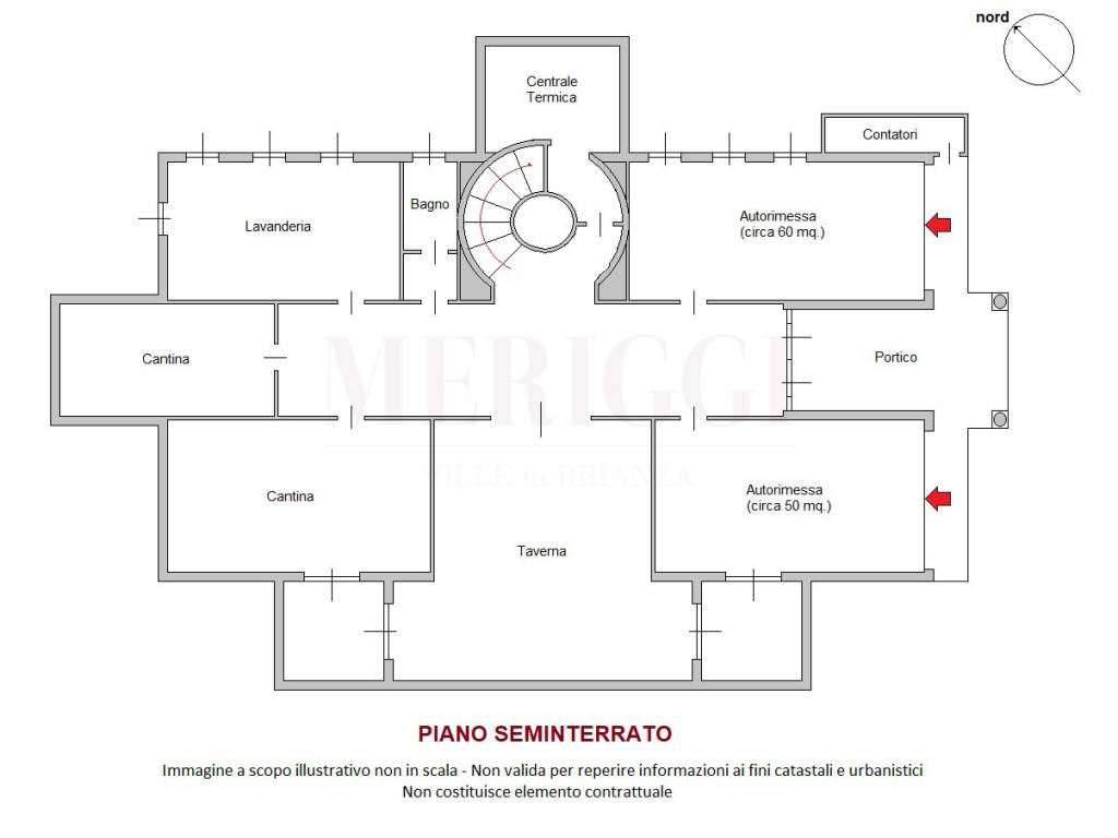 piantina piano seminterrato - villa seveso - merig