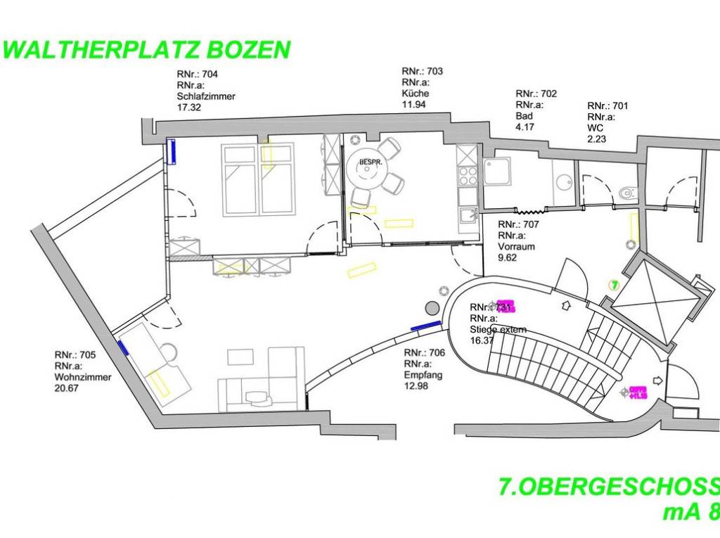 Piazza Walther: Ampio appartamento con terrazza e contratto di locazione in essere - Planimetria 1