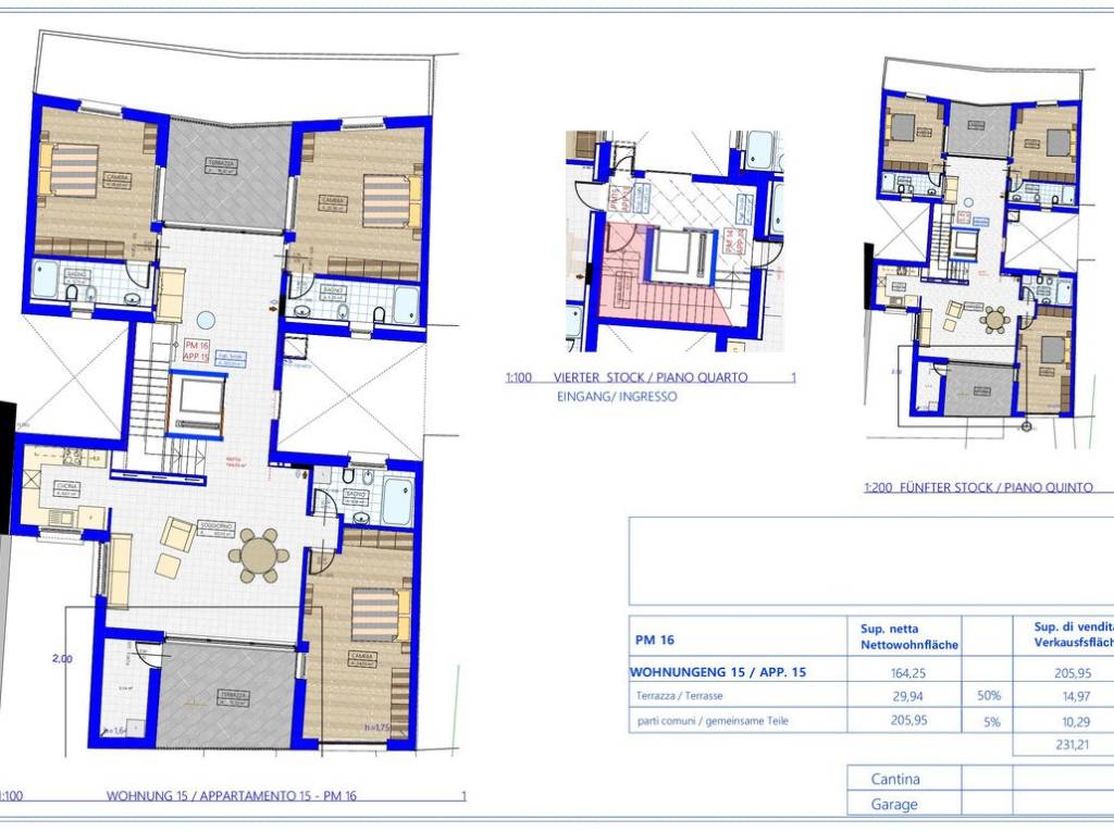 W15: Nuovo attico molto spazioso con due ampie terrazze - Planimetria 1