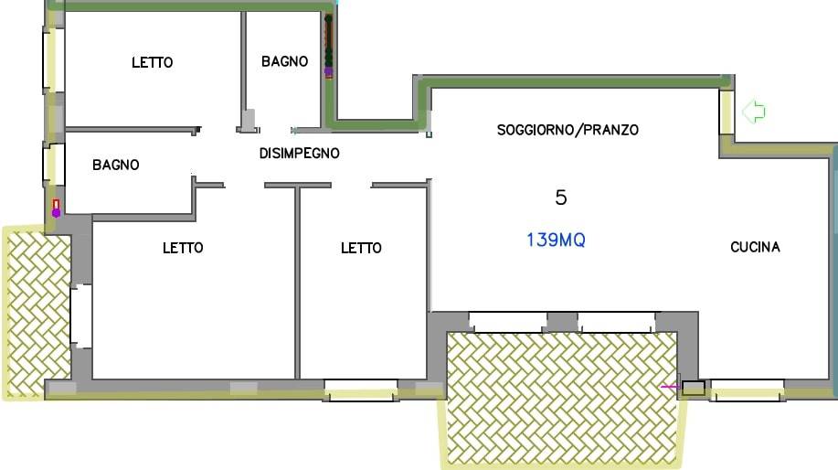 Planimetria Piano Primo 139mq - Rif. 1518