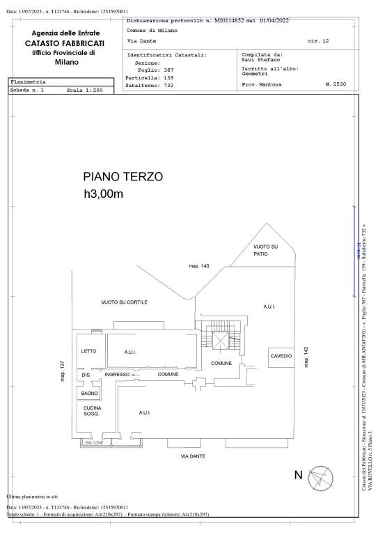 planimetria catastale sub 732-D34 1